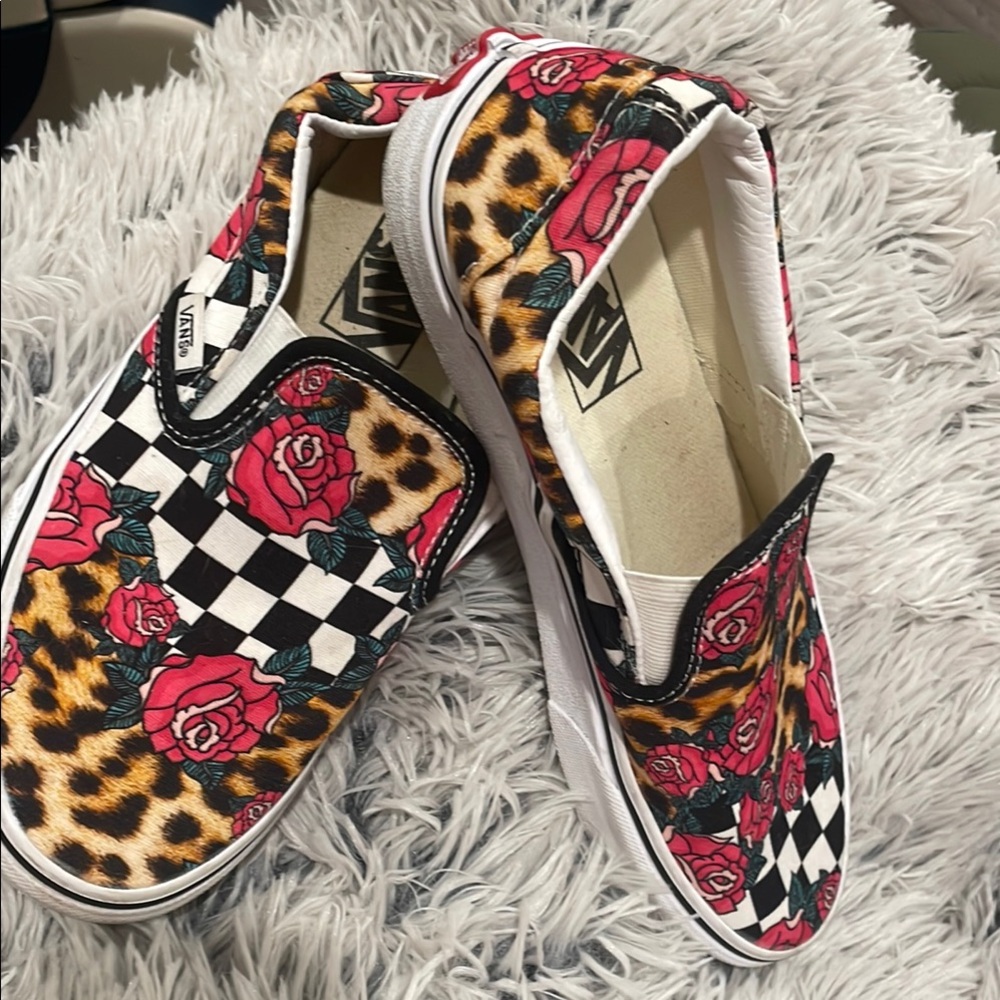Vans Women's Floral Checkered Slip-On Shoes